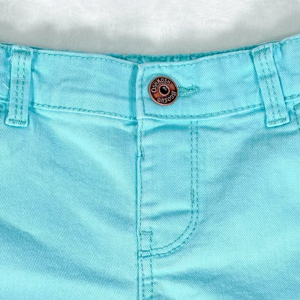 OshKosh B'Gosh Denim Style Shorts | Toddler Girls | 4T | Aqua | Distressed